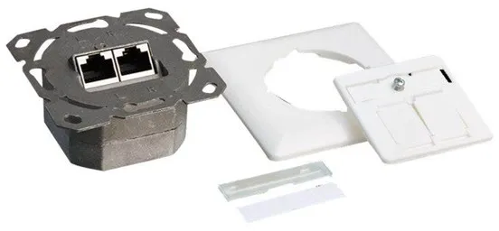 LogiLink Cat.6A Wandsteckdose 2 x RJ45 abgeschirmtes Signal Weiß