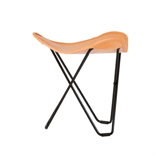 Cuero Pampa Flying Goose Hocker - Schwarzer Rahmen - Naturfarbe