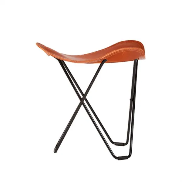 Cuero Pampa Flying Goose Hocker - Schwarzer Rahmen - Polo